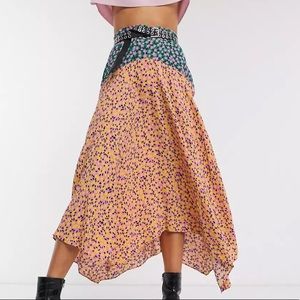 Topshop mixed floral midi skirt